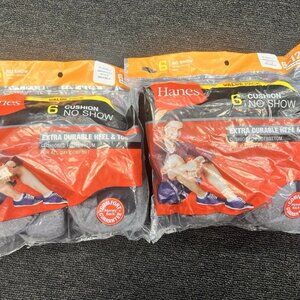 Hanes Mens No Show Cushion Socks Size 6-12 (2 Packs = 12 Pairs)